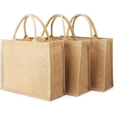 Reusable Printed Jute Bags Tote Burlap Bag For Grocery Shopping Packing