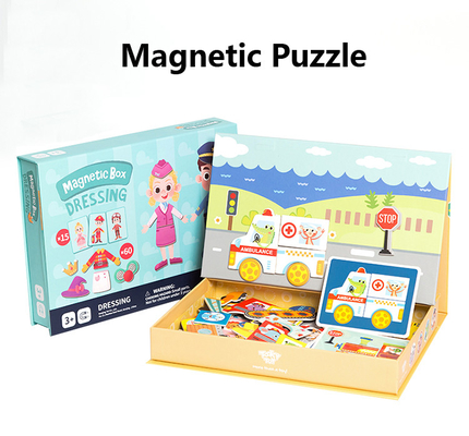 Preschool Magnetic Educational Jigsaw Puzzles Board Traffic Dress For Children