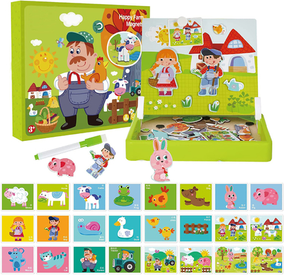 Customized Children'S Wood Magnetic Jigsaw Puzzles Learning Toys For 4 Year Olds 65pcs