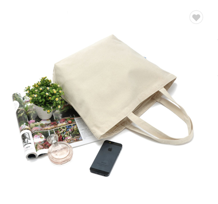 Printed Organic Cotton Fabric Bag Eco Friendly Canvas Tote Bags 6oz 8oz