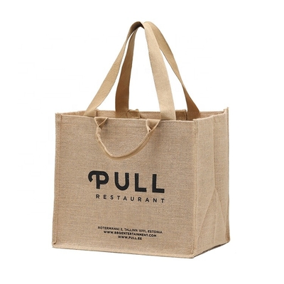 Large Organic Linen Printed Jute Bags Canvas Shopping Bags Tote