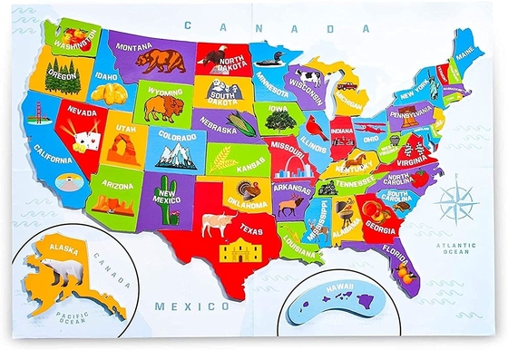 United States America Puzzle Map With 44 Magnetic Pieces  19 X 13 Inches