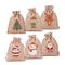 Personalised Christmas Small Gift Burlap Drawstring Pouch Jute Bags