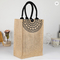 Customized Canvas Button Printed Jute Bags With Logo Natural Black Beach Laminated